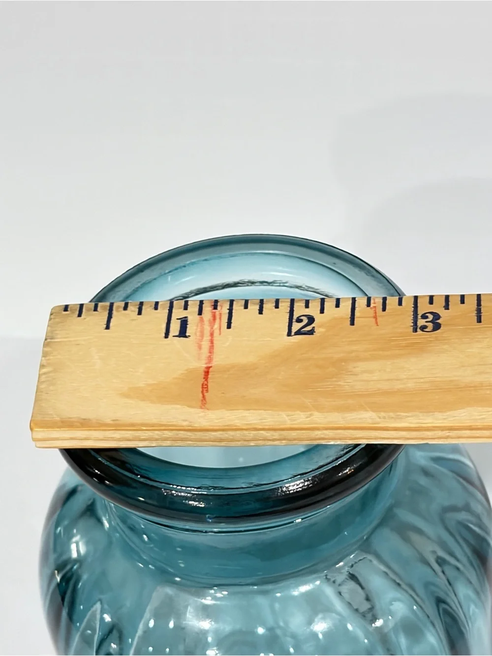 Vintage Ribbed Texture blue Glass Vase Referred To As An 